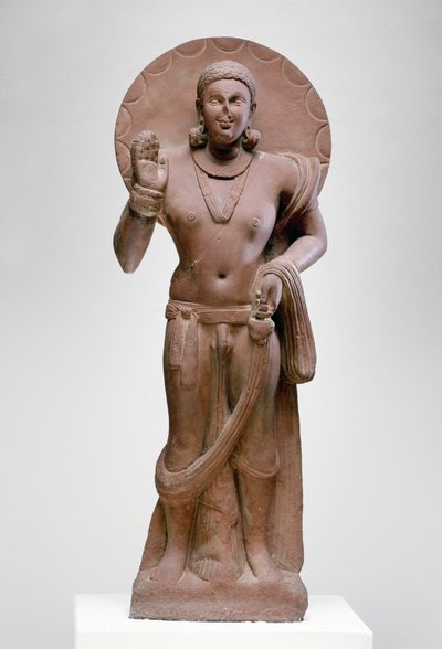 Maitreya, przyszły Budda, kultura Ramnagar, z Ahichatra, Uttar Pradesh, 200 AD (czerwony piaskowiec) autorstwa Indian School