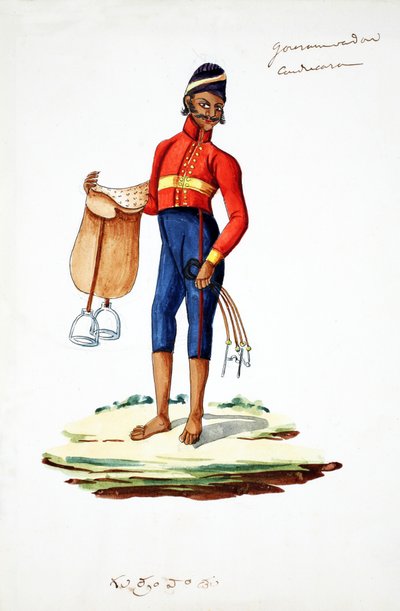 Mężczyzna z siodłem (wc na papierze) autorstwa Indian School