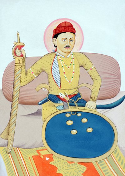 Miniatura przedstawiająca maharadżę Rana Zalim Singh Jhalawar autorstwa Indian School