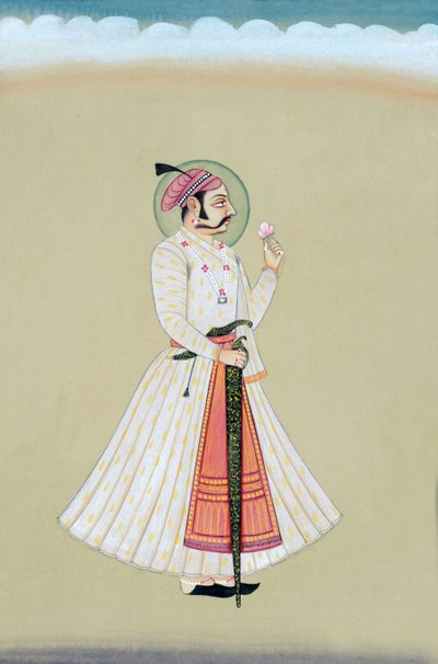 Miniatura przedstawiająca Maharana Amar Singh Udaipur autorstwa Indian School