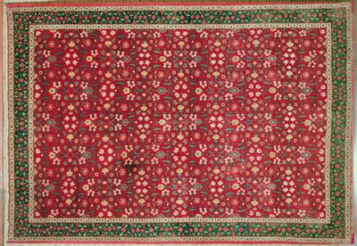 Dywan Mughal w kwiaty i kraty, północnoindyjski (wełna pashmina) autorstwa Indian School