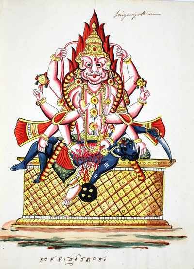 Narasimha, 4. awatar Wisznu (akwarela na papierze) autorstwa Indian School