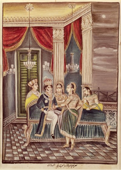 Nasir Ud-Din Haidar (1827-1873) król Oudh w swoim pałacu, 1845 autorstwa Indian School