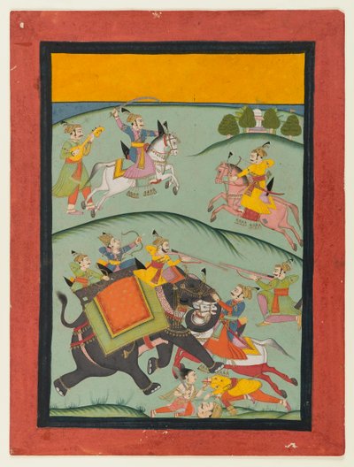 Nata Ragini, strona z rozproszonej serii Ragamala, po 1800 (wc nieprzezroczysta i złoto na papierze) autorstwa Indian School