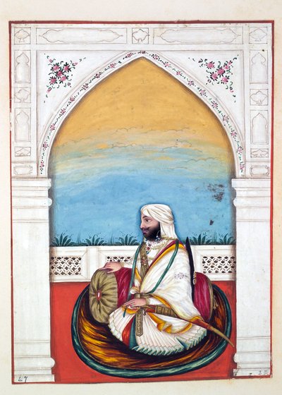 Nawab Imam-od-dun, z Królestwo Pendżabu, jego władcy i wodzowie, tom II, tom 30 studiów akwarelowych niezidentyfikowanego indyjskiego artysty, ok. 1840 (wc na papierze) autorstwa Indian School