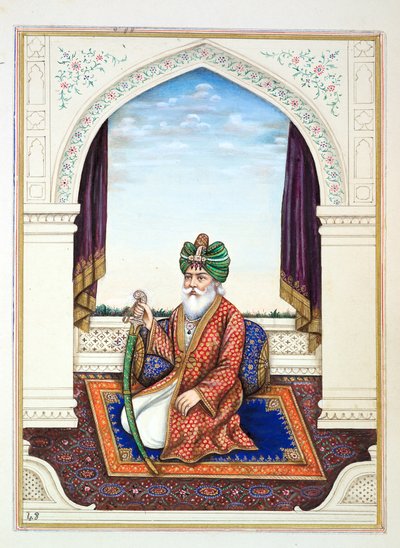 Nawab Mozaffir Khan (Multani), z Królestwa Pendżabu, jego władcy i wodzowie, tom II, tom 30 akwareli niezidentyfikowanego indyjskiego artysty, ok. 1840 (wc na papierze) autorstwa Indian School