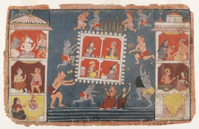 Strona z rozproszonej serii Bhagavata Purana, ok. 1610-1650 (nieprzezroczysta toaleta na papierze) autorstwa Indian School