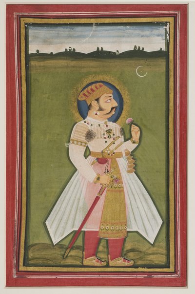 Portret Kumbhy Rana z Udaipuru, 1820 (gwasz na papierze indyjskim) autorstwa Indian School