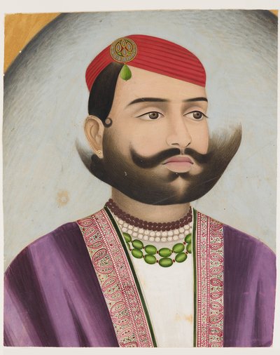 Portret mężczyzny, prawdopodobnie początek XX w. (gwasz na tekturze) autorstwa Indian School