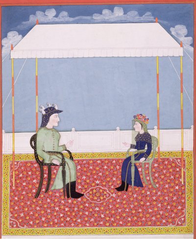 Portret angielskiej pary kolonialnej autorstwa Indian School