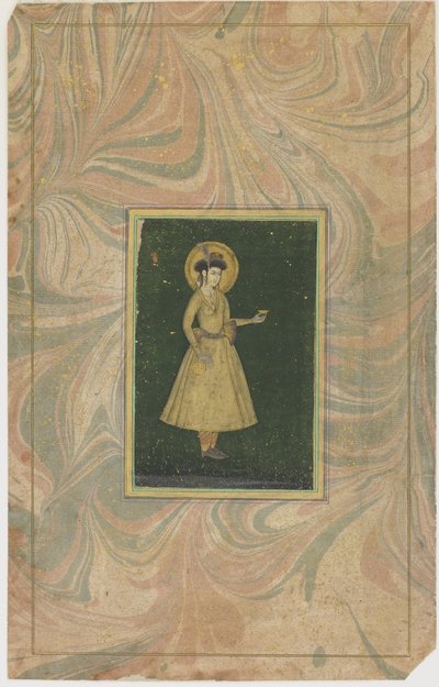 Księżniczka z kielichem wina (nieprzezroczyste wc i złoto na papierze) autorstwa Indian School
