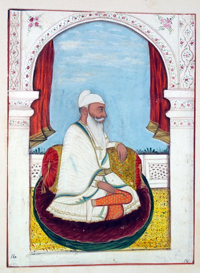 Rajah Lal Singh, z Królestwo Pendżabu, jego władcy i wodzowie, tom I, tom 27 studiów akwarelowych autorstwa niezidentyfikowanego indyjskiego artysty, ok. 1840 (wc na papierze) autorstwa Indian School
