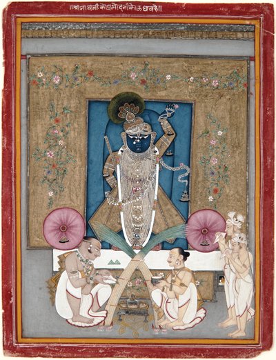 Rajmalkos Raga, ok. 1775 (nieprzezroczysta akwarela i złoto na papierze) autorstwa Indian School
