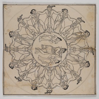 Rasa-lila (rysunek) (tusz i delikatne czyszczenie tuszem na papierze) autorstwa Indian School