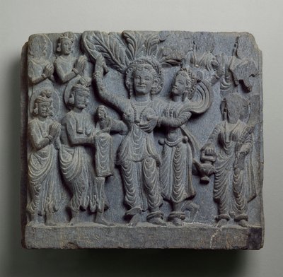 Płaskorzeźba przedstawiająca Narodziny Buddy, Gandhara, prawdopodobnie Sikri, II-III w. (łupki) autorstwa Indian School