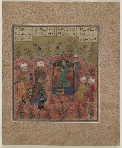 Rustam przed Kay Ka”us, 1450-75 autorstwa Indian School