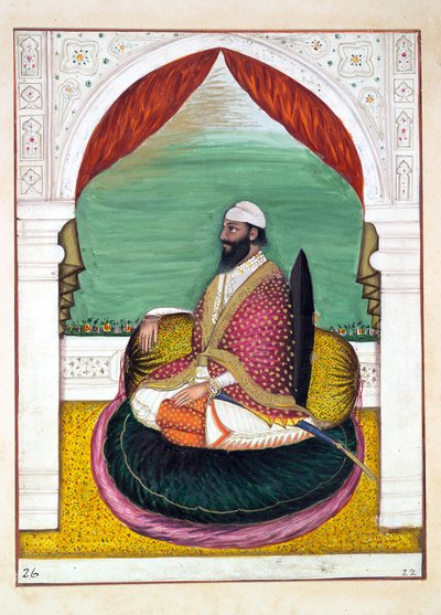 Sirdar Mangal Singh, z The Kingdom of the Punjab, its Rulers and Chiefs, tom I, tom 27 studiów akwarelowych autorstwa niezidentyfikowanego indyjskiego artysty, ok. 1840 (wc na papierze) autorstwa Indian School