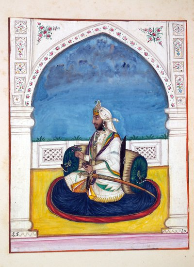 Sirdar Shamshir Singh, z The Kingdom of the Punjab, its Rulers and Chiefs, tom I, tom 27 studiów akwarelowych autorstwa niezidentyfikowanego indyjskiego artysty, ok. 1840 (wc na papierze) autorstwa Indian School