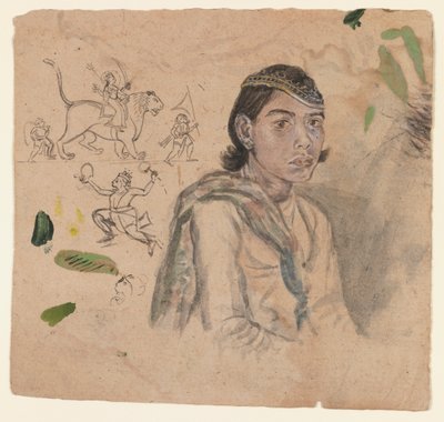 Studium młodości, ok. 1800 (tusz i jasny kolor na papierze) autorstwa Indian School