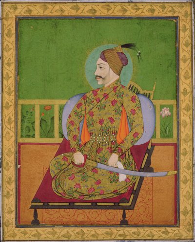 Sułtan Abdullah Qutubshah z Golcondy (reg.1626-72) Dekan, Mogołów, ok. 1640 (gwasz ze złotem i srebrem na papierze) autorstwa Indian School