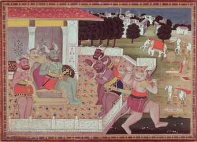 Asura Kumbha i jego Dwór Demonów, ok. 1800 r autorstwa Indian School