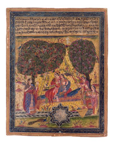 The Musical Mode, Vasant, ok. 1675 (nieprzezroczysta toaleta i złoto na papierze) autorstwa Indian School