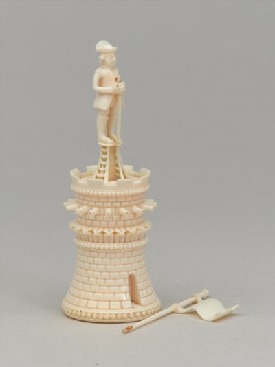 Biała wieża, figura szachowa, Indie, 1820 ok autorstwa Indian School
