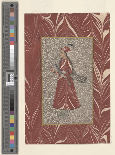 Kobieta trzymająca pawia, Bijapur, d1660 (tusz i akwarela na papierze) autorstwa Indian School