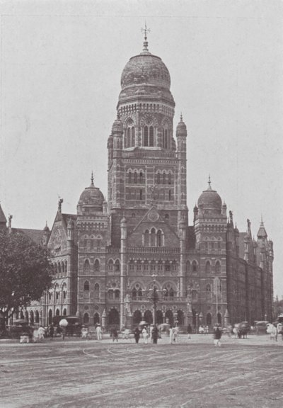 Bombaj / Mumbai: Urząd Miejski (zdjęcie czarno-białe) autorstwa Indian photographer