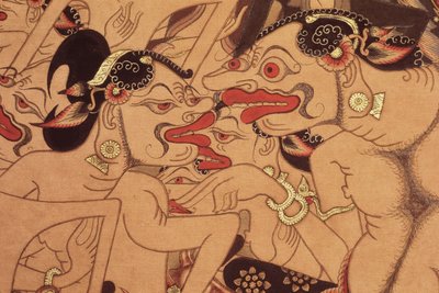 Fragment zwoju Wayang Beber (akwarela na papierze) autorstwa Indonesian Indonesian