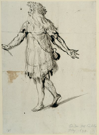 Druid, ok. 1638 (pióro i atrament na papierze) autorstwa Inigo Jones
