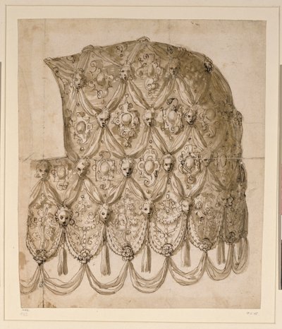 Koń caparison (pióro i atrament na papierze) autorstwa Inigo Jones