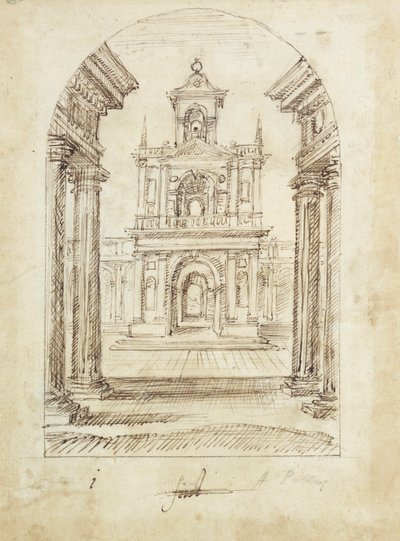 Pałac (pióro i atrament na papierze) autorstwa Inigo Jones