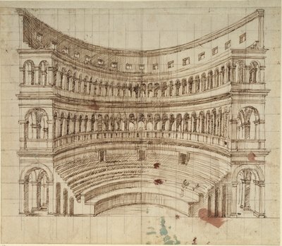 Amfiteatr (pióro i atrament na papierze) autorstwa Inigo Jones