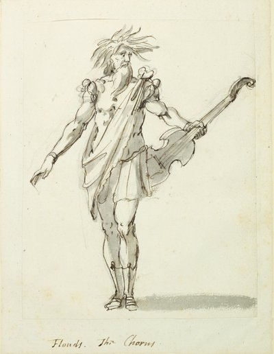 Powodzie: Chór, ok. 1631 (pióro i atrament na papierze) autorstwa Inigo Jones