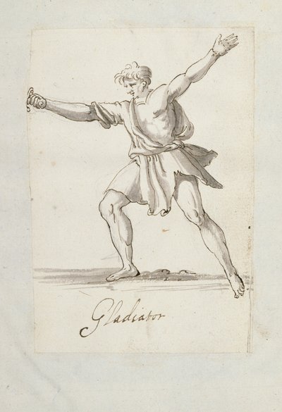 Gladiator (pióro i atrament na papierze) autorstwa Inigo Jones