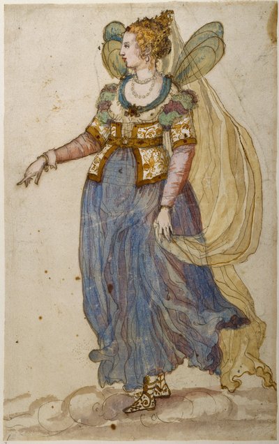 Lady masquer (akwarela na papierze) autorstwa Inigo Jones