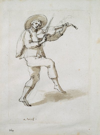 Mężczyzna z violą (pióro i atrament na papierze) autorstwa Inigo Jones