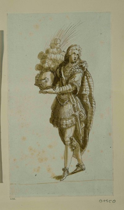 Strona z hełmem (pióro i atrament na papierze) autorstwa Inigo Jones