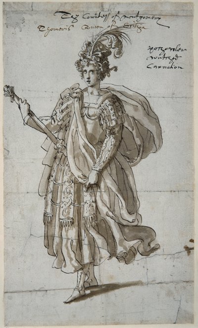 Królowa Tomyris z Massagetai, ok.1609 (pióro i atrament na papierze) autorstwa Inigo Jones