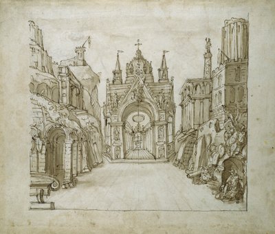 Portyk św. Jerzego, ok. 1610 (pióro i atrament na papierze) autorstwa Inigo Jones
