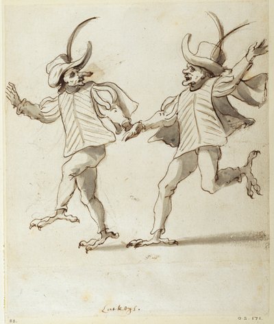 Dwie sługusy (pióro i atrament na papierze) autorstwa Inigo Jones