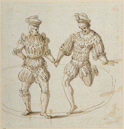 Tancerze walijscy (pióro i atrament na papierze) autorstwa Inigo Jones