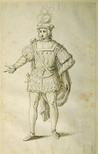 Młodzież w stroju antycznym brytyjskim, ok. 1611 (pióro i atrament na papierze) autorstwa Inigo Jones
