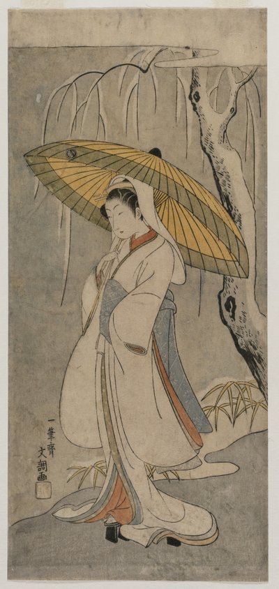 Segawa Kikunojo II as the Heron Maiden from the series Ichimura Theater, 1770. autorstwa Ippitsusai Bunchō