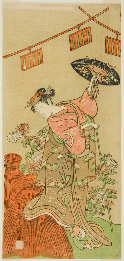 The Actor Iwai Hanshiro IV as Otatsu-gitsune in the Play Nue no Mori Ichiyo no Mato, Performed at the Nakamura Theater in the Eleventh Month, 1770 autorstwa Ippitsusai Bunchō