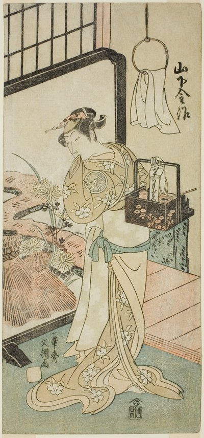Herbata Ac i Yamashita Kinsaku Dobra jak Ome, Przyjazna żona, Członek Te Pay To Nue Forest One Night Target, Performance To Nakamura Te E Venth Gate, 1770 autorstwa Ippitsusai Bunchō