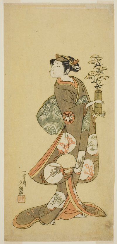 Aktor Yamashita Kyonosuke I w kobiecej roli autorstwa Ippitsusai Bunchō