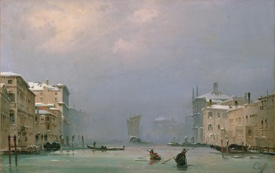 Canal Grande ze śniegiem i lodem, 1849 autorstwa Ippolito Caffi