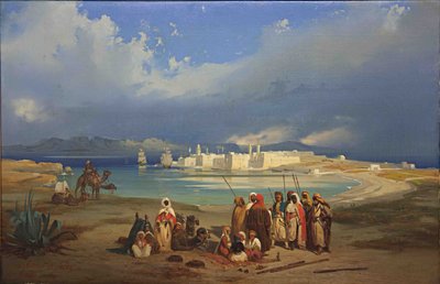 Przesmyk Sueski, ok. 1845 autorstwa Ippolito Caffi